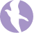 A purple circle with a black silhouette of a person in the middle.