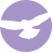 A purple circle with an image of a bird flying.