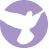 A purple bird is in the middle of a circle.