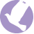 A purple bird is in the middle of a circle.